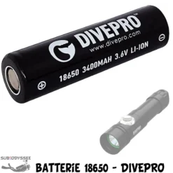Batterie 18650 Lithium Sans Protection électronique (pour Phare S10, S11, MP10) - Divepro