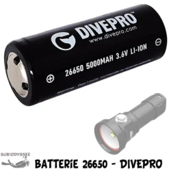 Batterie 26650 Lithium Avec Protection électronique (pour Phare D40F - S20 & S40) - Divepro