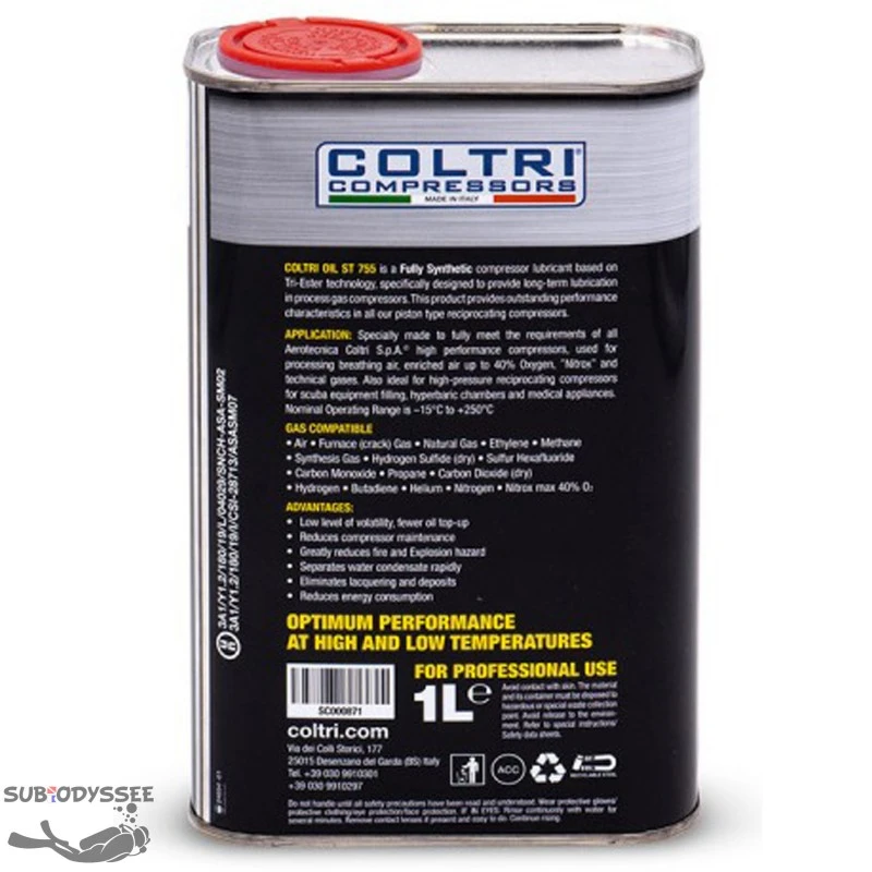 Huile Synthétique ST755 Compatible Air, Nitrox, Gaz Naturel (1 Litre) - COLTRI 3 Huile Synthétique ST755 Compatible Air, Nitrox, Gaz Naturel (1 Litre) - COLTRI – Image 3